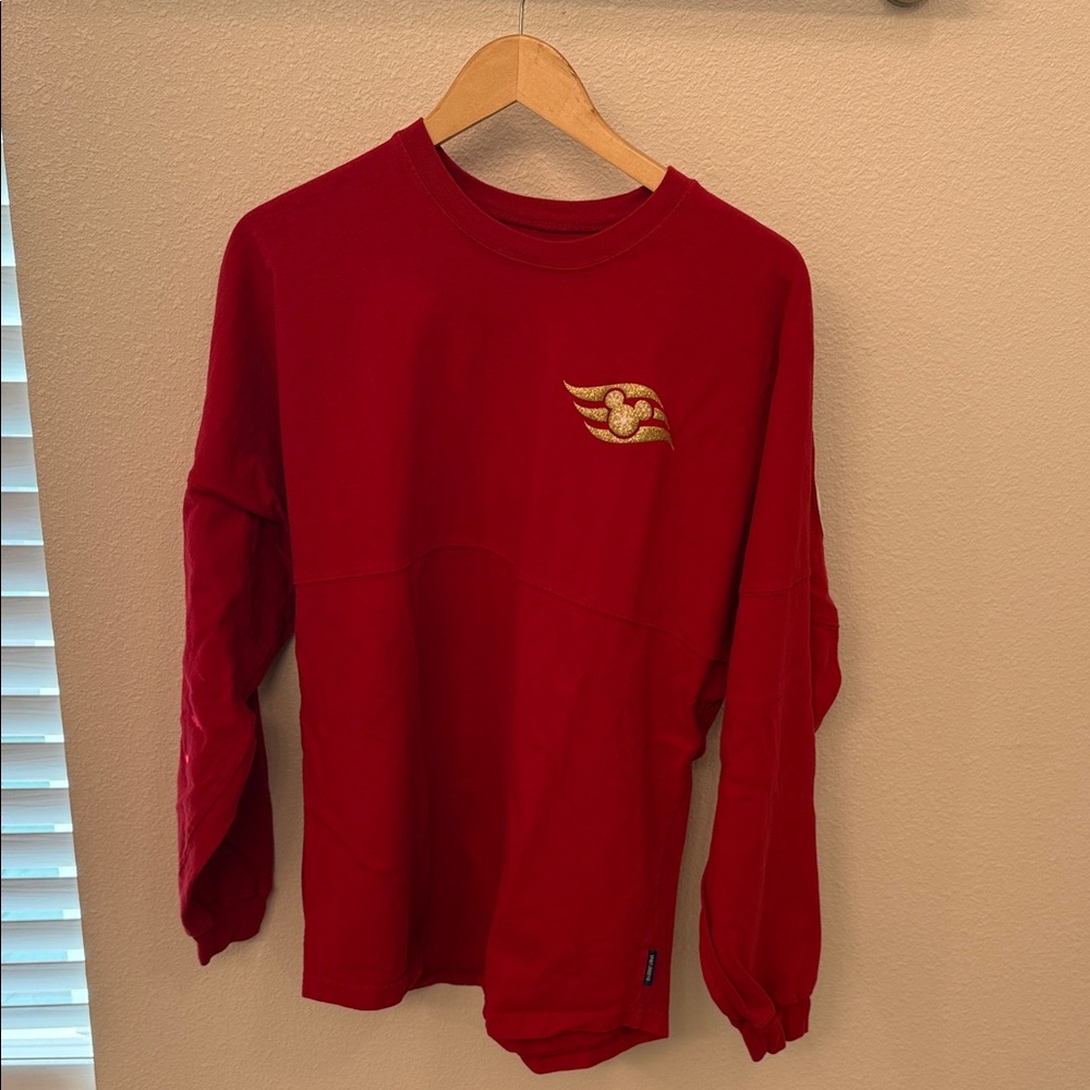 Red Long Sleeve Christmas Spirit Jersey with Disney Cruise Line Logo